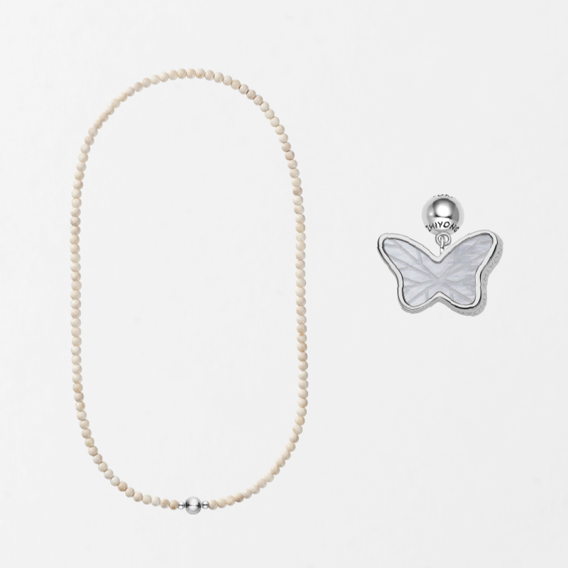 White Butterfly Single-Sided Necklace