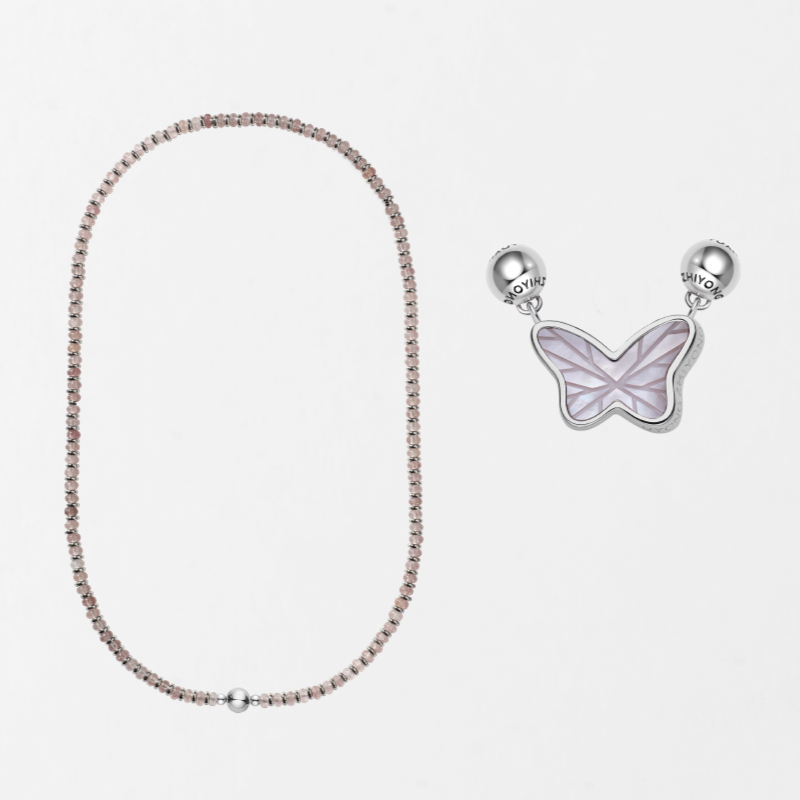 Pink Butterfly Double-Sided Necklace