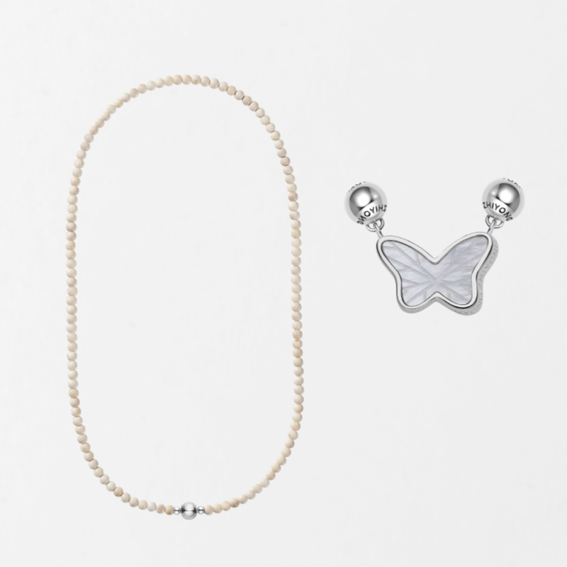 White Butterfly Double-Sided Necklace